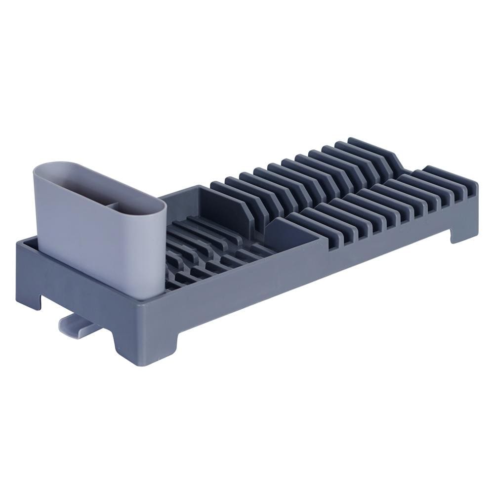 Escorredor de Louças Dynasty 27107 com porta Talheres em Plástico - Cinza