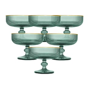 Conjunto de Taças para Sobremesa L'Hermitage Cameratta 310ml com Borda Dourada em Cristal Ecológico Verde - 6 Peças