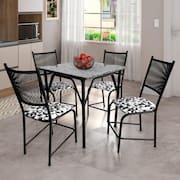 Mesa de Jantar Quadrada Famais Noruega com 4 Cadeiras – Preta