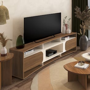 Rack Artely Elegance com 2 Portas, 7 Nichos, 220cm de Largura, ideal para TVs de até 86’’