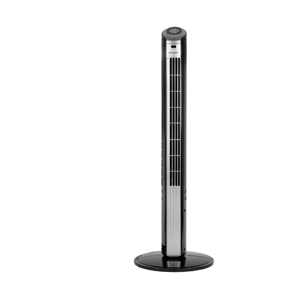 Ventilador de Torre 90cm Spirit Slim 40W de Potência com 3 Velocidades, Função Bom Sono e Vento Natural – Preto/Prata - 220V