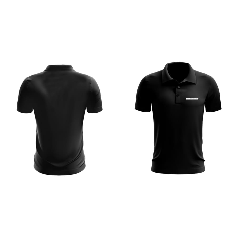 Camisa Polo Manga Curta Grupo Casas Bahia Preta com Logo Branca e Cinza - G