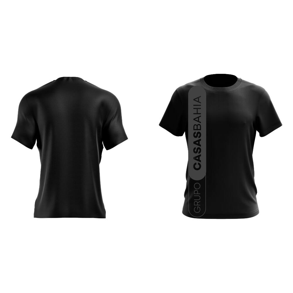 Camiseta Manga Curta Grupo Casas Bahia Preta com Logo Branca e Cinza - P