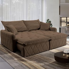 Sofá 3 lugares Cama inBox Sublime com Assento Retrátil e Encosto Reclinável em Boucle - 200cm de Largura