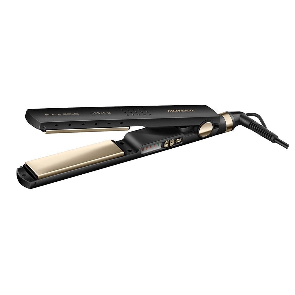 Chapinha Prancha Alisadora Mondial Black Gold Argan P-30T Preto – Bivolt