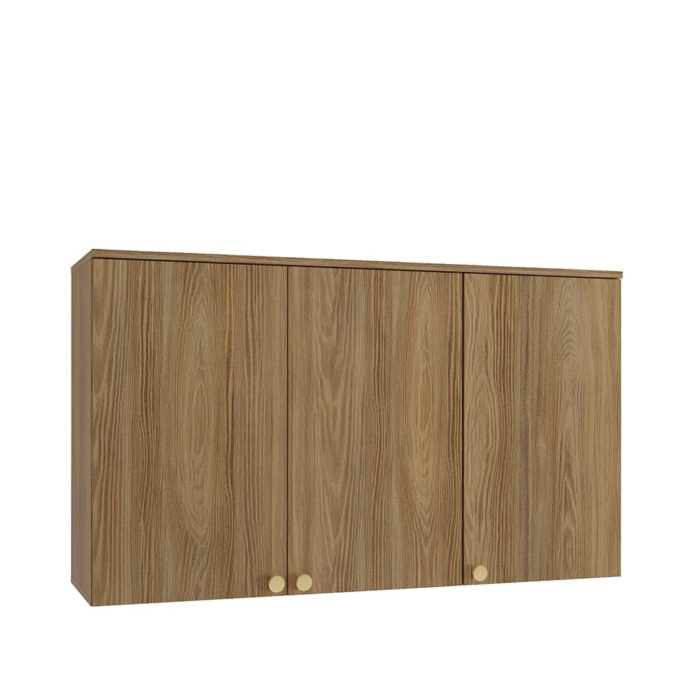 Armário Aéreo Triplo Kappesberg Flora com 3 Portas e 2 Prateleiras – Nogueira