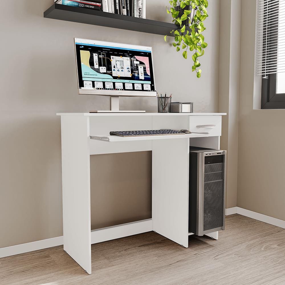 Escrivaninha Politorno Siena 2 Gavetas MDP Pintura UV Base Teclado Compacta