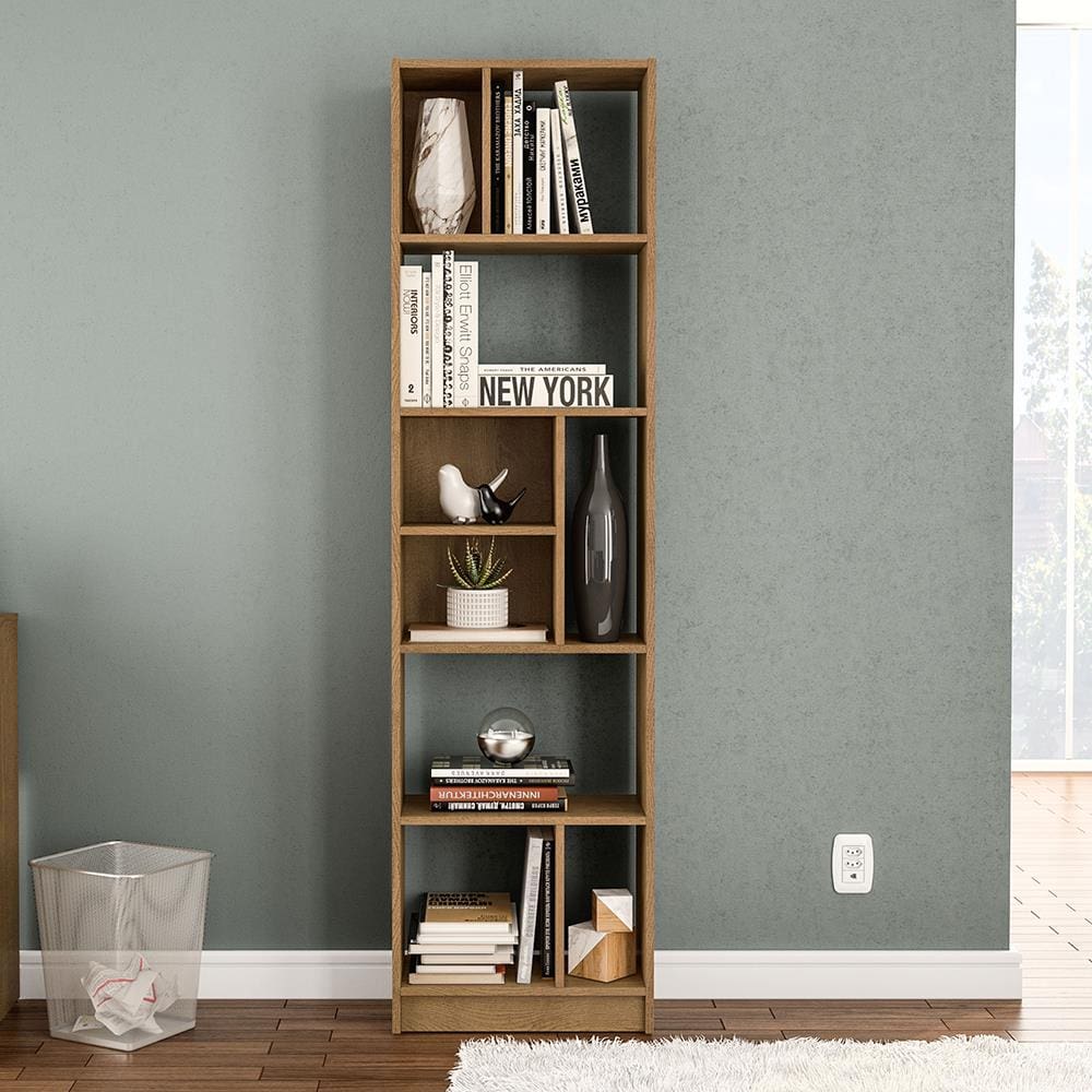 Estante de Livros Politorno Piratini Alta 9 Prateleiras 178cm Design Clean Compacta - FREIJÓ