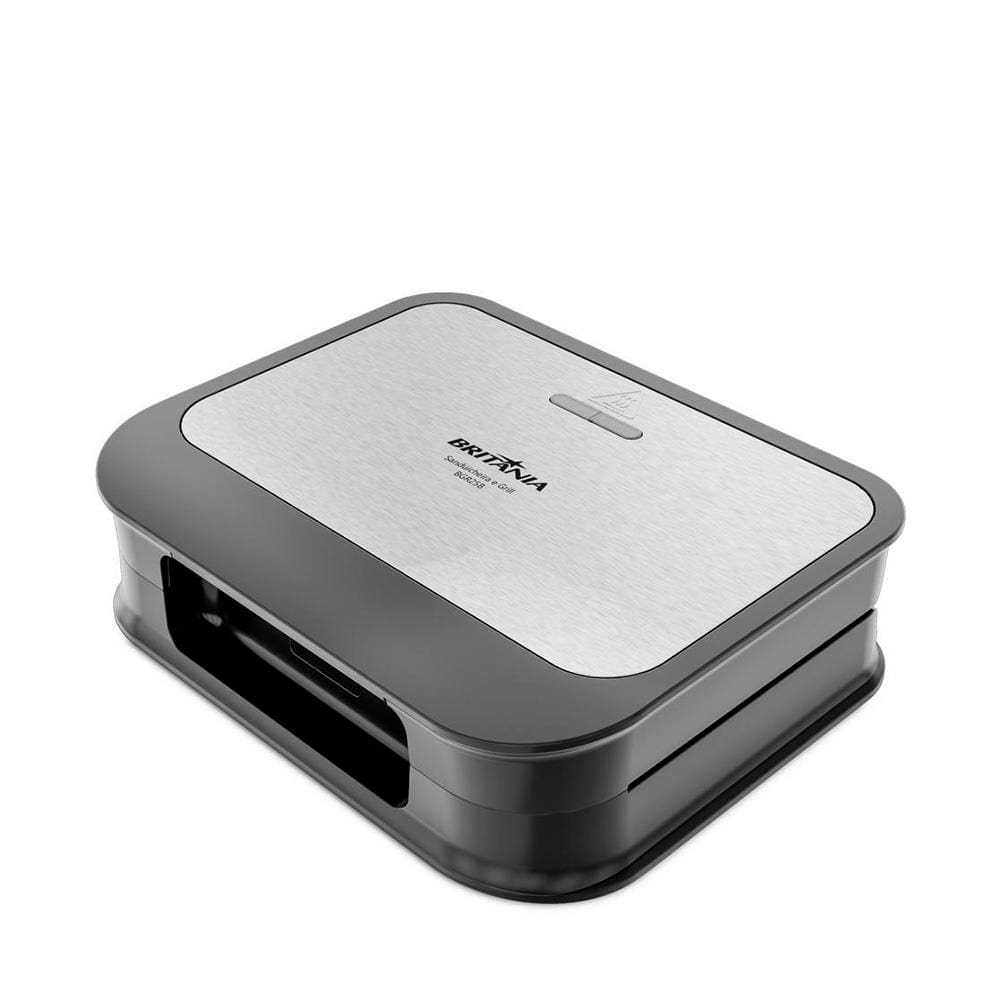 Sanduicheira e Grill Britânia BGR25B com Revestimento antiaderente, Trava de Fechamento e Base Antiderrapante – Preto/Inox - 220V