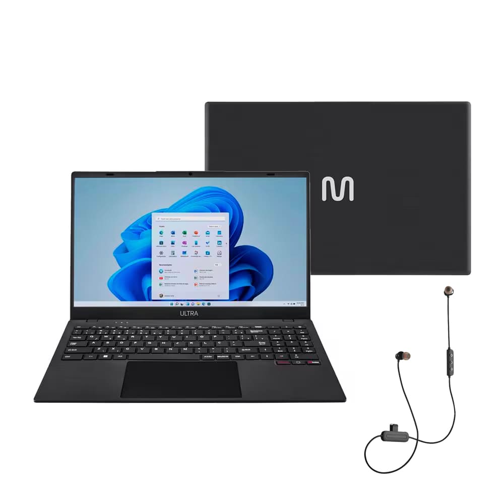 Notebook Multi UB263 Ultra, Tela 15,6” HD, Processador Intel Celeron N4020C, 4GB RAM, 128GB eMMC Windows 11 Home – Cinza + Fone de Ouvido