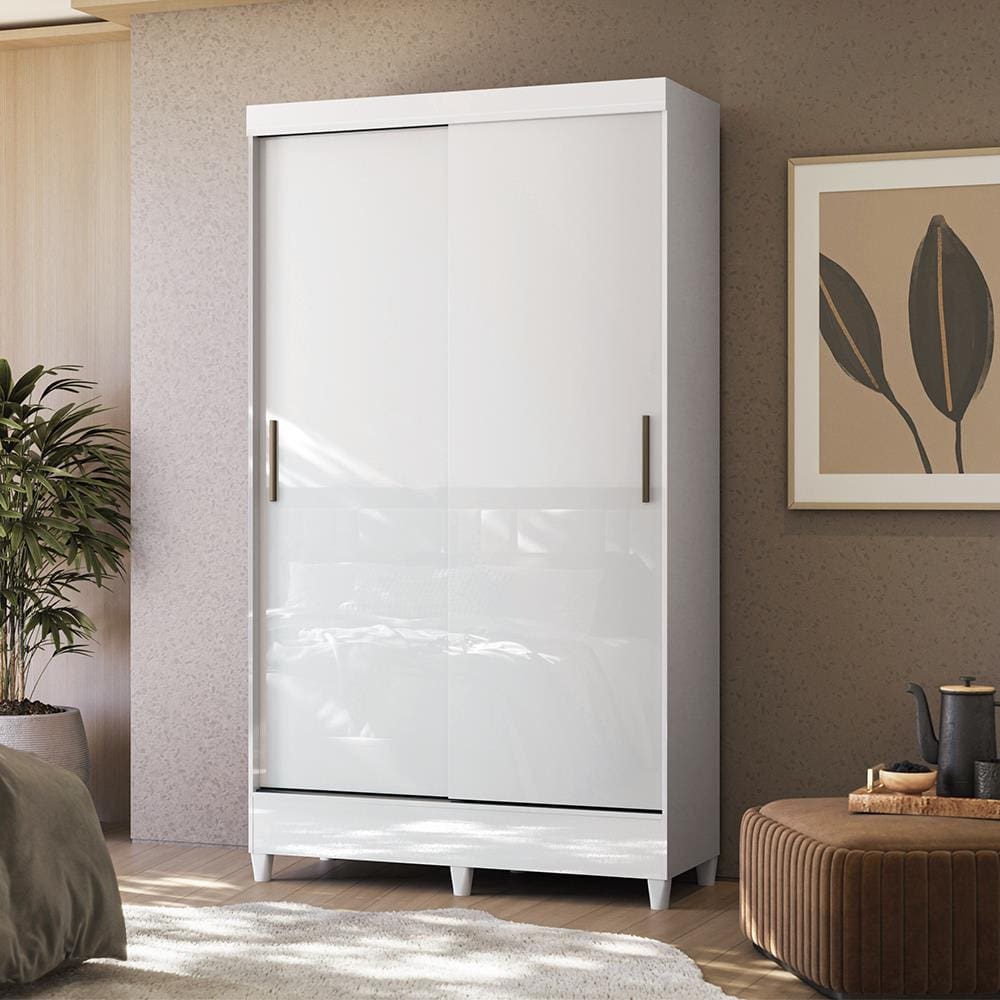 Guarda-roupa Santos Andirá Fit 2 Portas, 2 Gavetas com Cabideiro e Maleiro Solteiro – 106,6 cm de largura