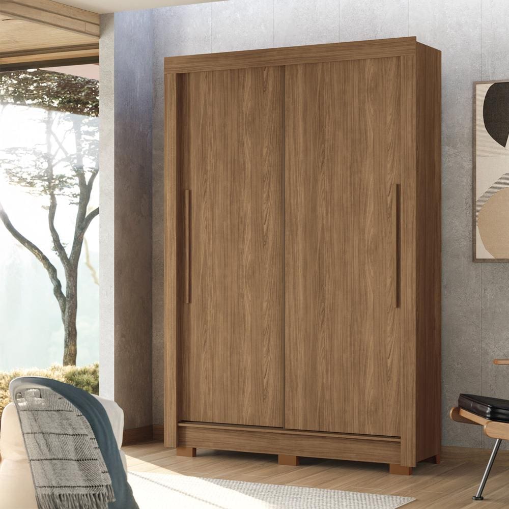Guarda-Roupa Solteiro Santos Andirá Lapa com 2 Portas, 2 Gavetas e 3 Prateleiras – 140cm de largura - Jatobá