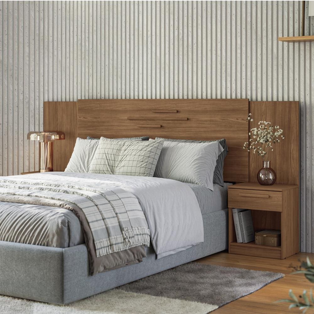 Cabeceira para Cama Box Casal Santos Andirá Loanda com 2 Gavetas – 256cm de largura - Jatoba