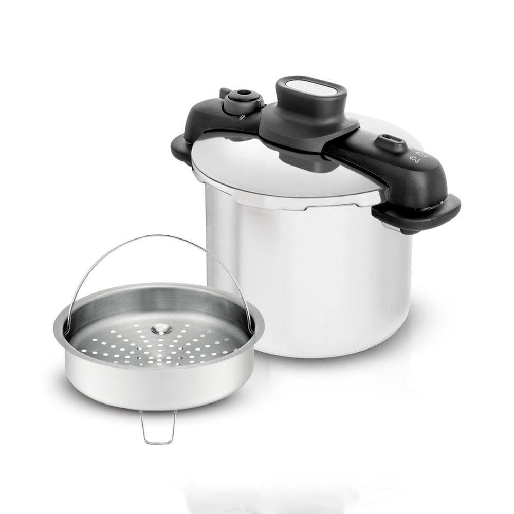Panela de Pressão T-FAL Opti’Space em Inox com Cesto Vapor - 7 L