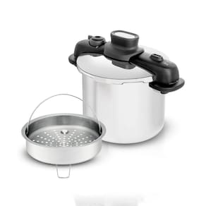 Panela de Pressão T-FAL Opti’Space em Inox com Cesto Vapor - 7 L