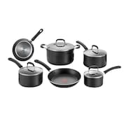 Conjunto de Panelas 6 Peças Tefal Professional Revestimento Antiaderente Titanium e Tampas de Vidro - Preto