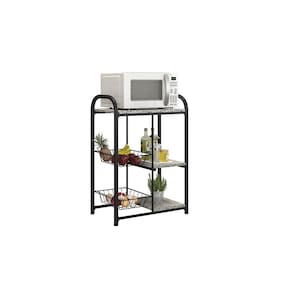 Fruteira Multiuso Fabone Aspen 2 Cestas Aço Carbono Pintura Epóxi 3 Prateleiras Granito Preto Fosco