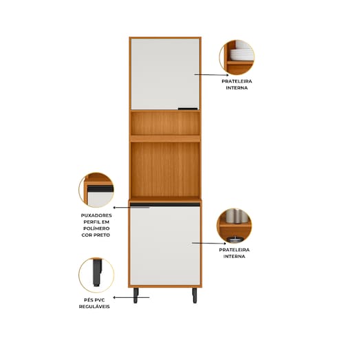 Paneleiro Duplo Poliman Ravena 2 Portas Nicho | Casas Bahia