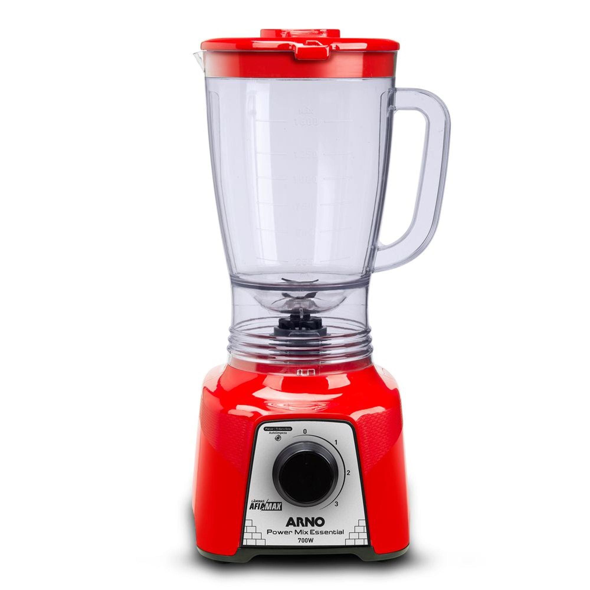 Liquidificador Arno Power Mix Essential Vermelho 700W 3 Velocidades Copo 2,4L Lâminas Afiadas