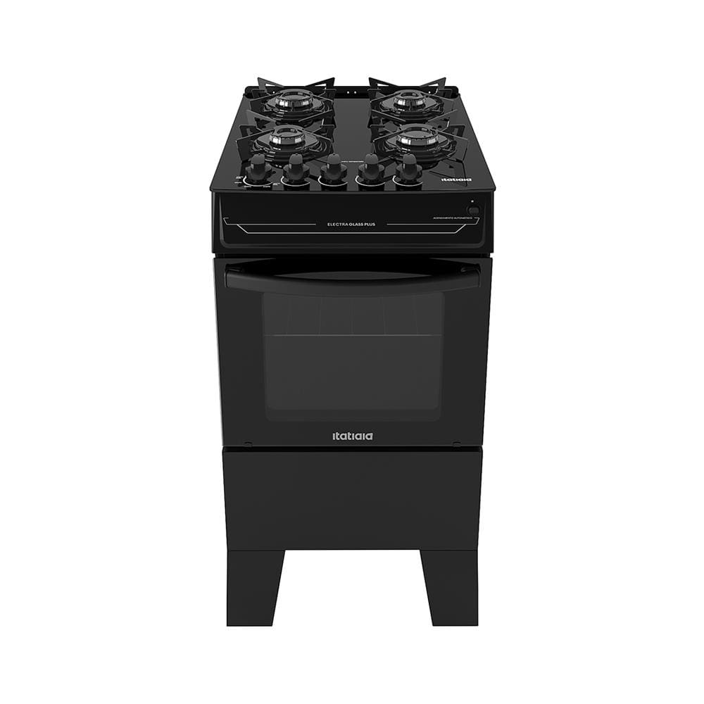 Fogão Itatiaia 4 Bocas Electra Glass Plus com Mesa de Vidro e Acendimento Automático Bivolt – Preto