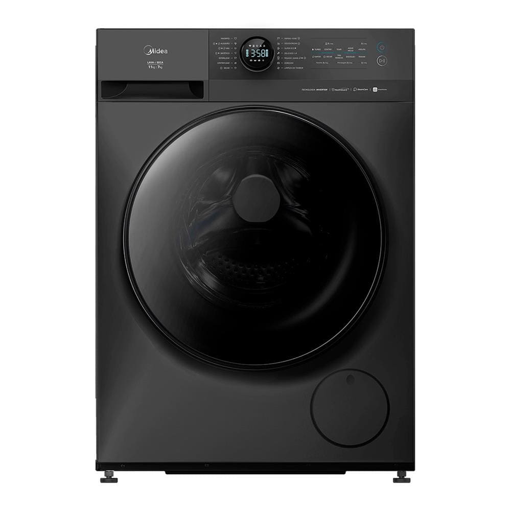 Lava e Seca Midea Slim HealthGuard Smart MF201D110WB/GK Titanium com 14 Programas, Wi-Fi e Compatível com Alexa – 11kg  - 220V