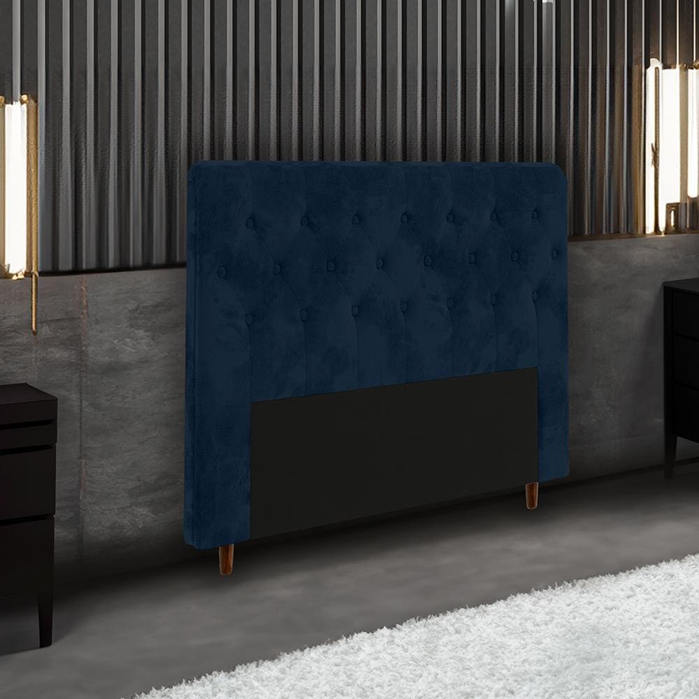 Cabeceira para Cama Box Solteiro Portobel Marcela com Revestimento em Suede - Azul