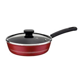 Frigideira Funda Tramontina Sicília em Alumínio com Tampa, Revestimento Interno e Externo em Antiaderente Starflon Excellent Vermelha - 24 cm