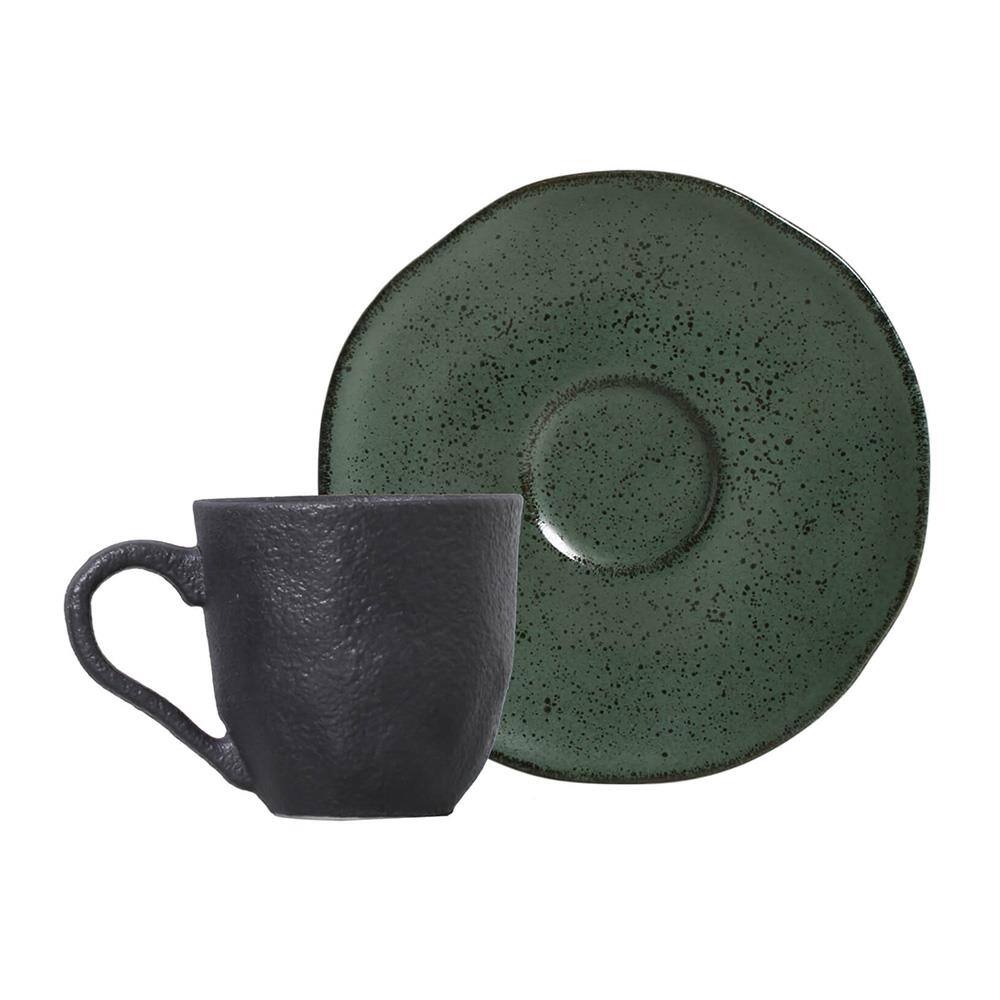 Xícara de Café Porto Brasil Orgânica Arauco com Pires Verde 120ml