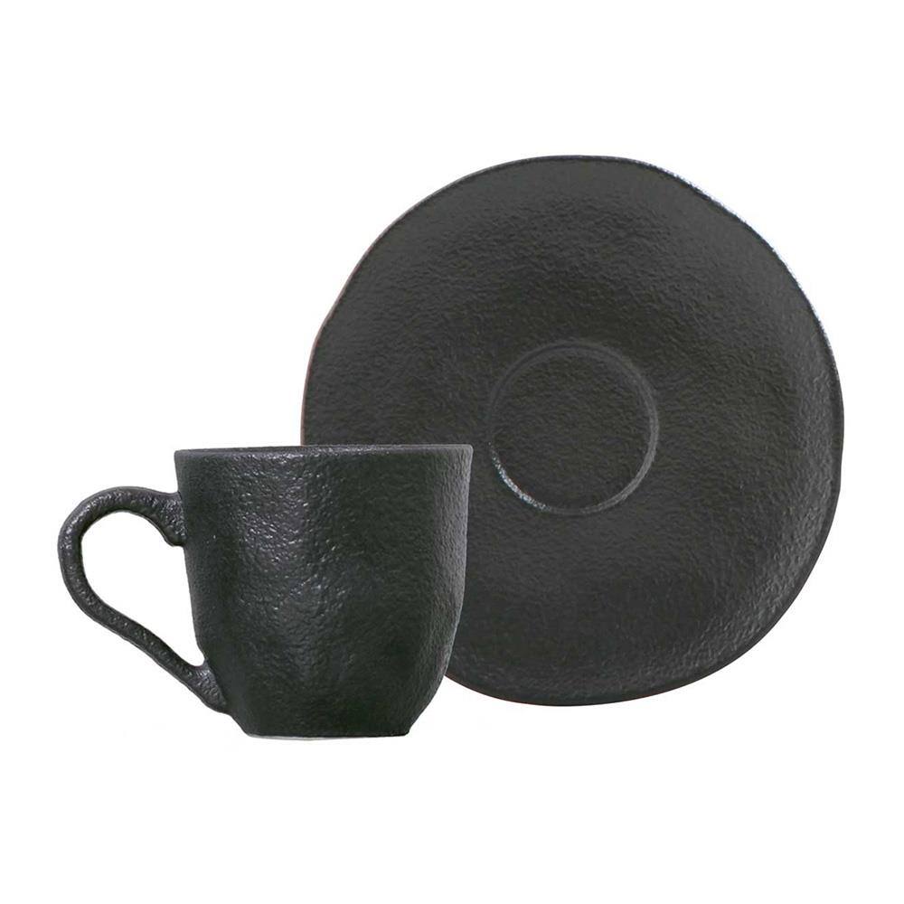 Xícara de Café Porto Brasil Orgânico Matte com Pires Preto 120ml