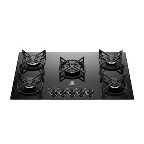 Cooktop 5 Bocas Electrolux KE5GT Chama Tripla Mesa de Vidro Grade de Aço Fosco Bivolt