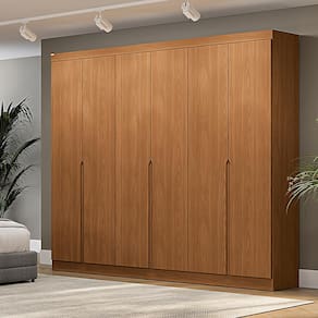Guarda-Roupa Kappesberg Ibiza com 6 Portas, 4 Gavetas, 5 Prateleiras e 242cm de largura - Canela
