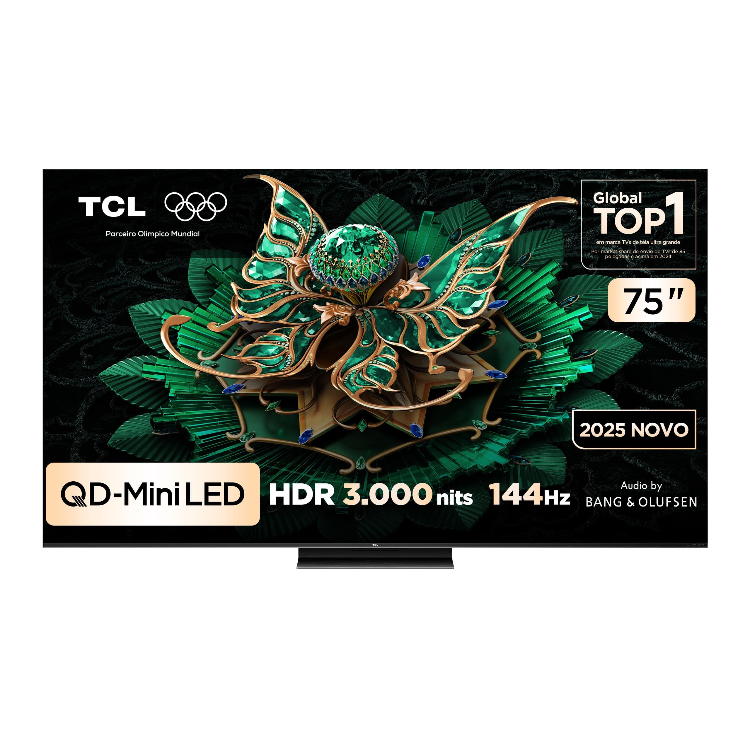 Smart TV 75” TCL 75C7K 4K QD-Mini Led 144Hz com Sistema Operacional Google TV
