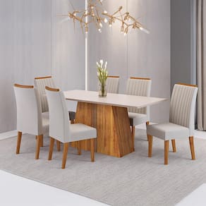Mesa de Jantar 6 Cadeiras Viero Lumina Estofada Veludo