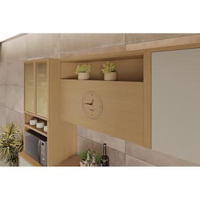 Armário Aéreo Nesher Condessa em MDF 15mm com 1 Porta Basculante e 1 Prateleira - 120cm de largura – Carvalho