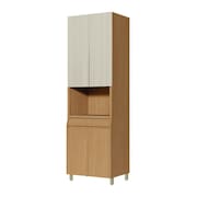 Paneleiro Nesher Simone Mendes em MDF 15mm com 4 Portas, 1 Gaveta e 3 Prateleiras - 70cm de largura - Carvalho/Greige