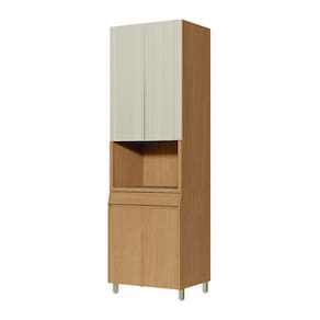 Paneleiro Nesher Simone Mendes em MDF 15mm com 4 Portas, 1 Gaveta e 3 Prateleiras - 70cm de largura - Carvalho/Greige