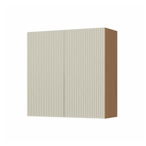 Armário Aéreo Nesher Simone Mendes em MDF 15mm com 2 Portas e 1 Prateleiras - 80cm de largura – Carvalho/Greige