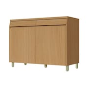 Balcão Nesher Simone Mendes com 2 Portas, 2 Gavetas e 1 Prateleira - 120cm de largura - Carvalho/Greige