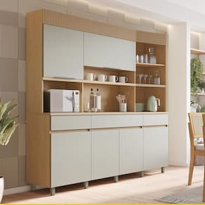 Cozinha Compacta Nesher Realeza com 5 Portas, 2 Gavetas e 2 Prateleiras - 220cm de largura