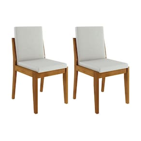 Conjunto com 2 Cadeiras de Jantar Nesher Lady em Madeira com Estofado em Linho – Amadeirado