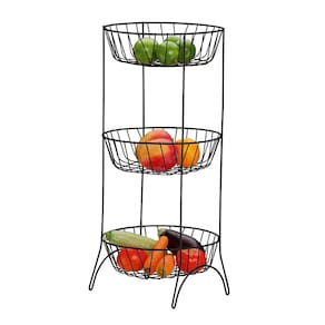 Fruteira Utimil com 3 Cestos – Preta