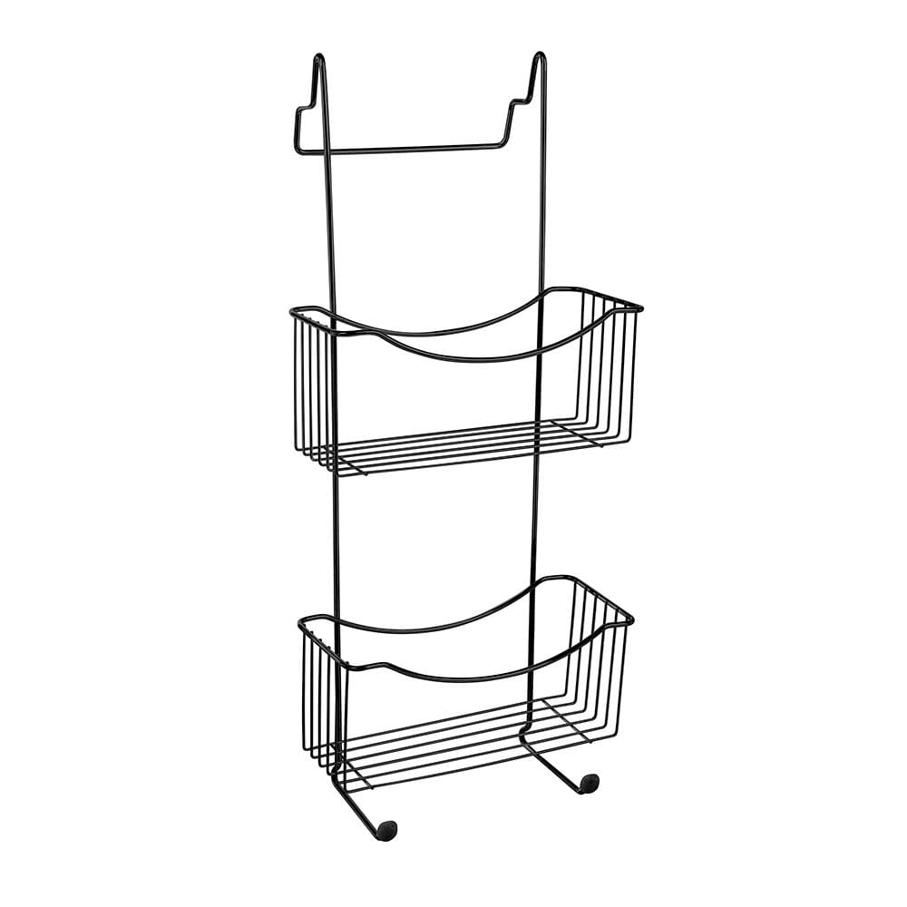 Suporte para Box Utimil Preto 60x25x16cm Aço Epóxi Brilhante Ponteiras em PVC Organização Banheiro