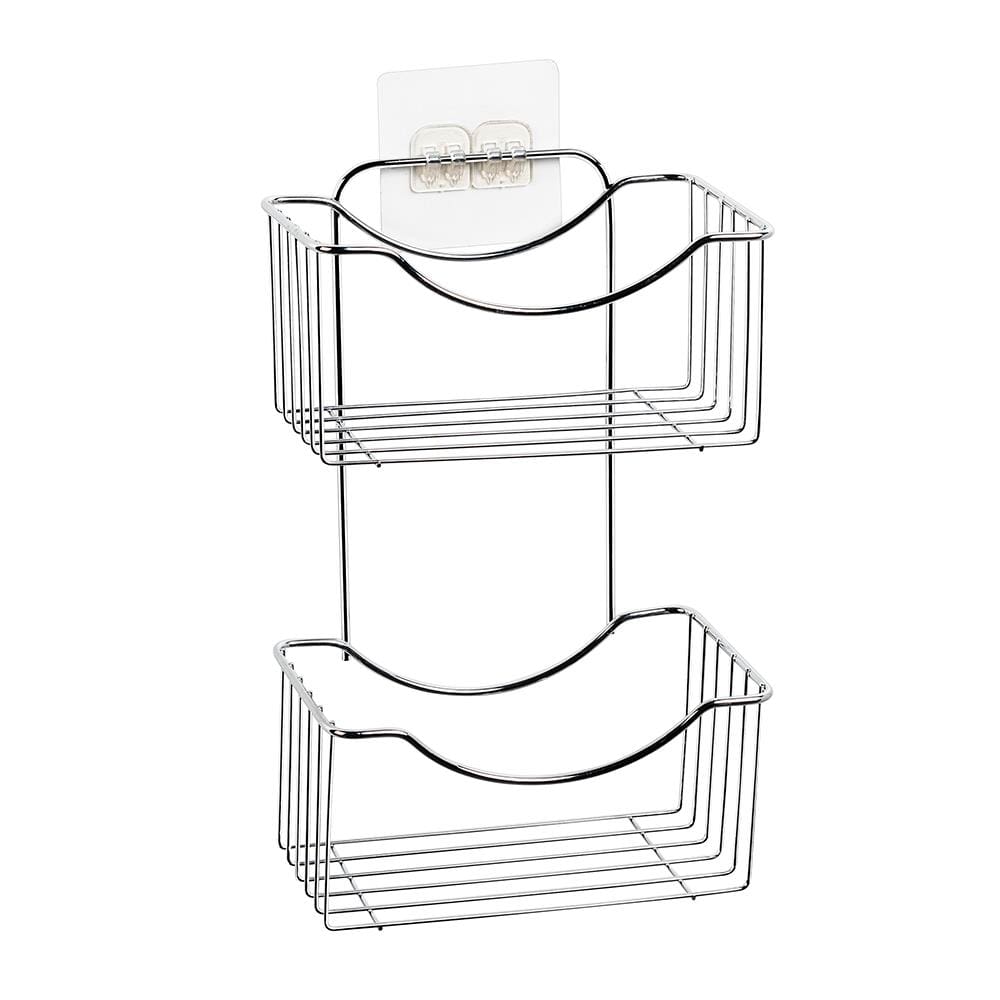 Suporte Porta Shampoo Sabonete Parede 31x19x11cm Fixação Adesiva Aço Cromado