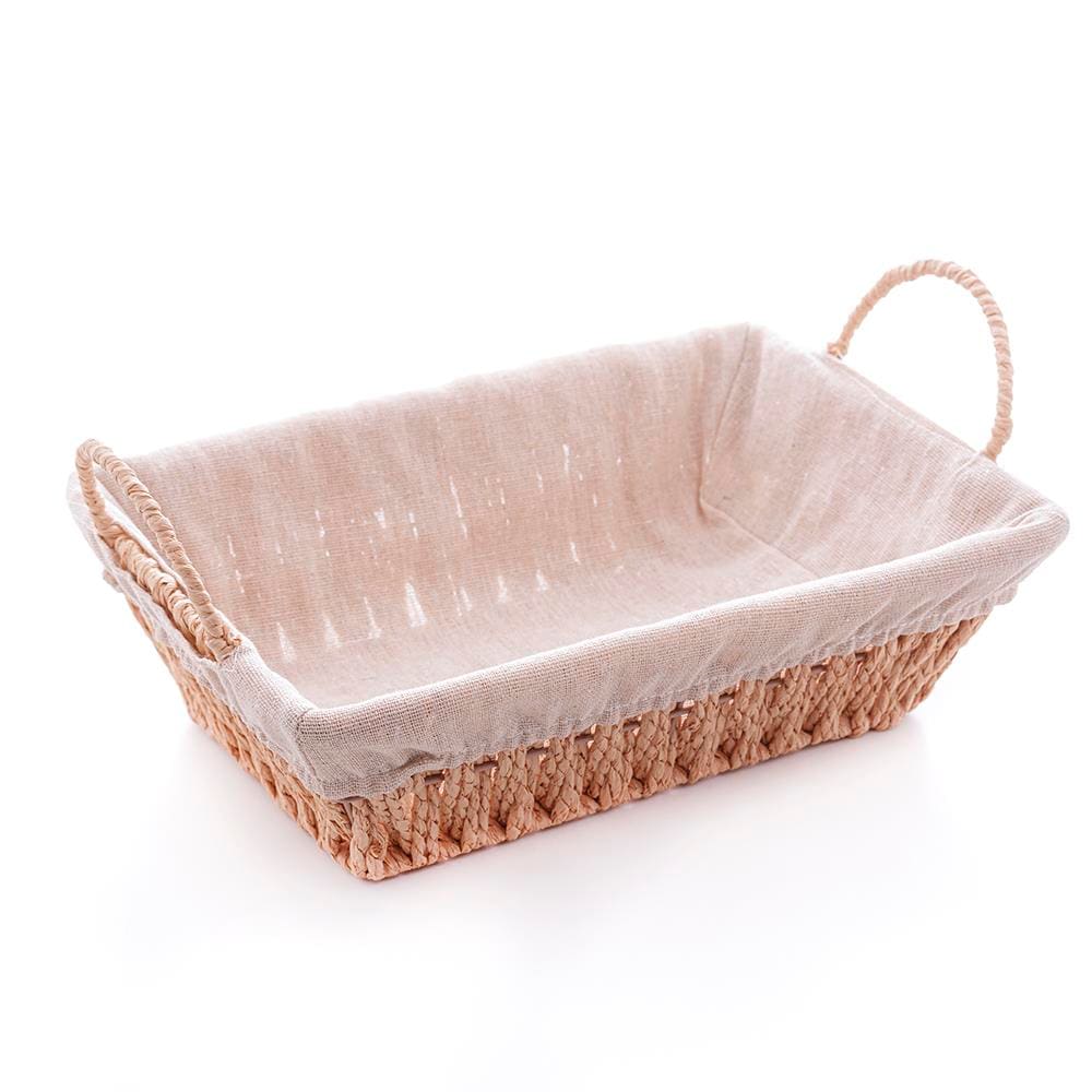 Cesta Retangular Wolff 31x19x12cm Papel Forro em Tecido e Alças 