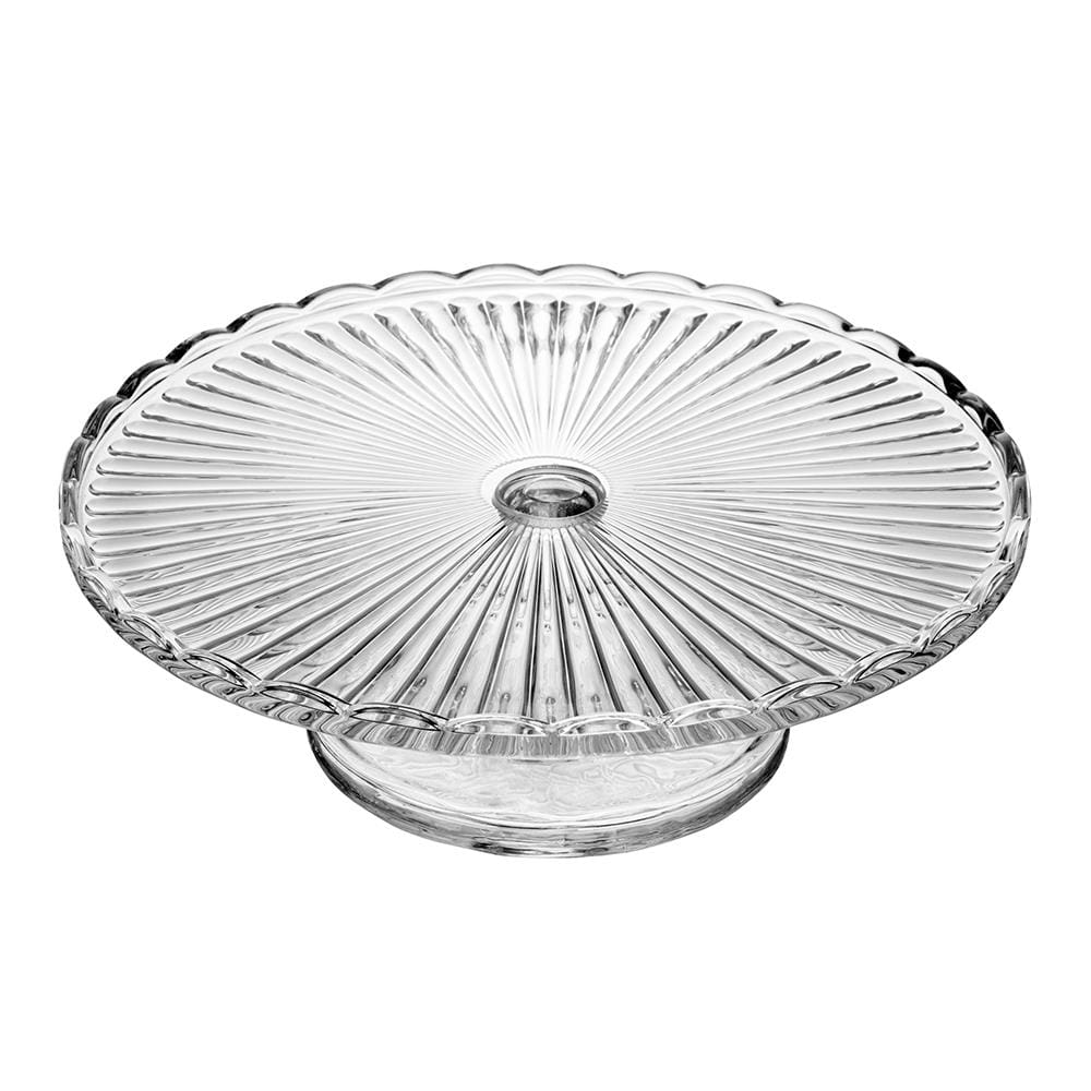 Prato para Bolo com Pé Wolff Bangkok 29x7,5cm Vidro Base Alta Design Sofisticado