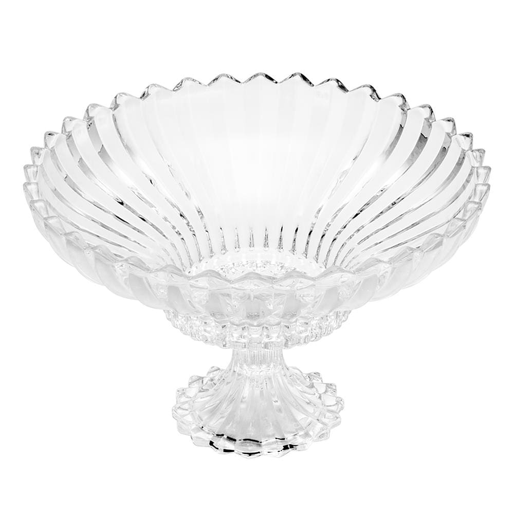 Centro de Mesa com Pé de Cristal Wolff Geneva 32x21cm Design Imponente