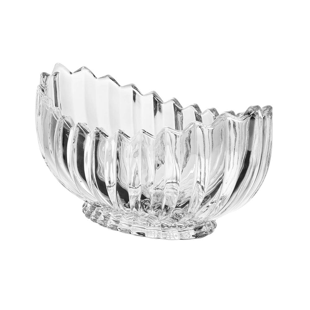 Centro de Mesa de Cristal Wolff Geneva Oval 28x15x13,5cm Lapidado Design Sofisticado