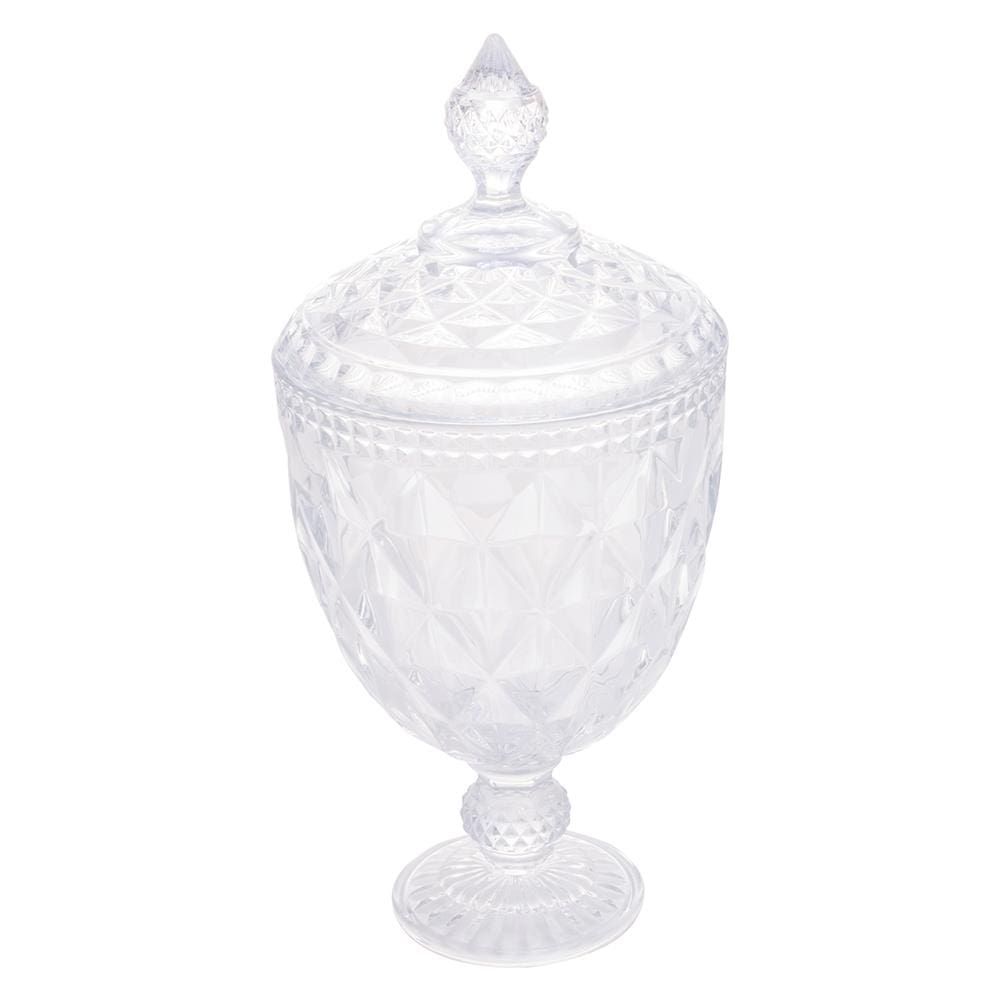 Bomboniere Potiche de Cristal com Pé Lyor Diamond 15x32cm Incolor Design Elegante