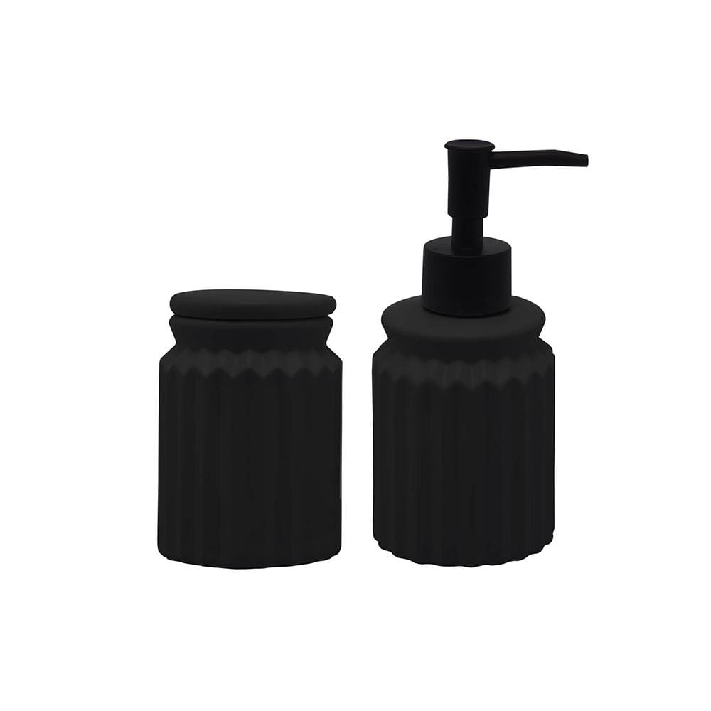 Conjunto Banheiro 2 Peças Lyor Stripes Cerâmica Design Moderno Preto