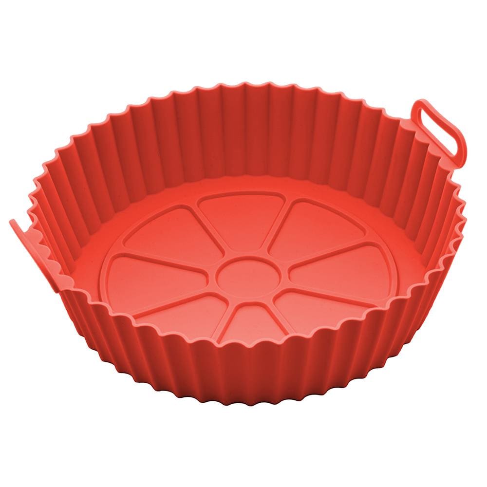 Forma Redonda de Silicone para Air Fryer Lyor 19cm Antiaderente Flexível Resistente Vermelha